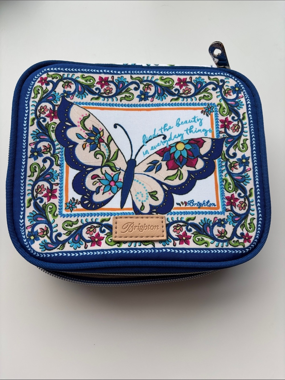 Brighton Blue Butterfly Floral Jewelry Case for Travel